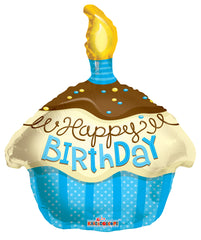 Happy Birthday Blue Cupcake Balloon