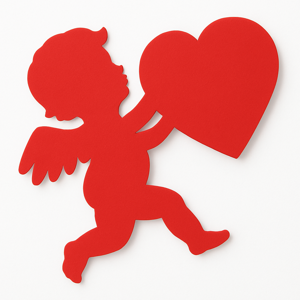 Romantic Cupid Wall Cutout Decoration ‚Äì 11" Red Silhouette for Valentine's Day