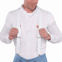 Classic White Adjustable Y-Back Suspenders