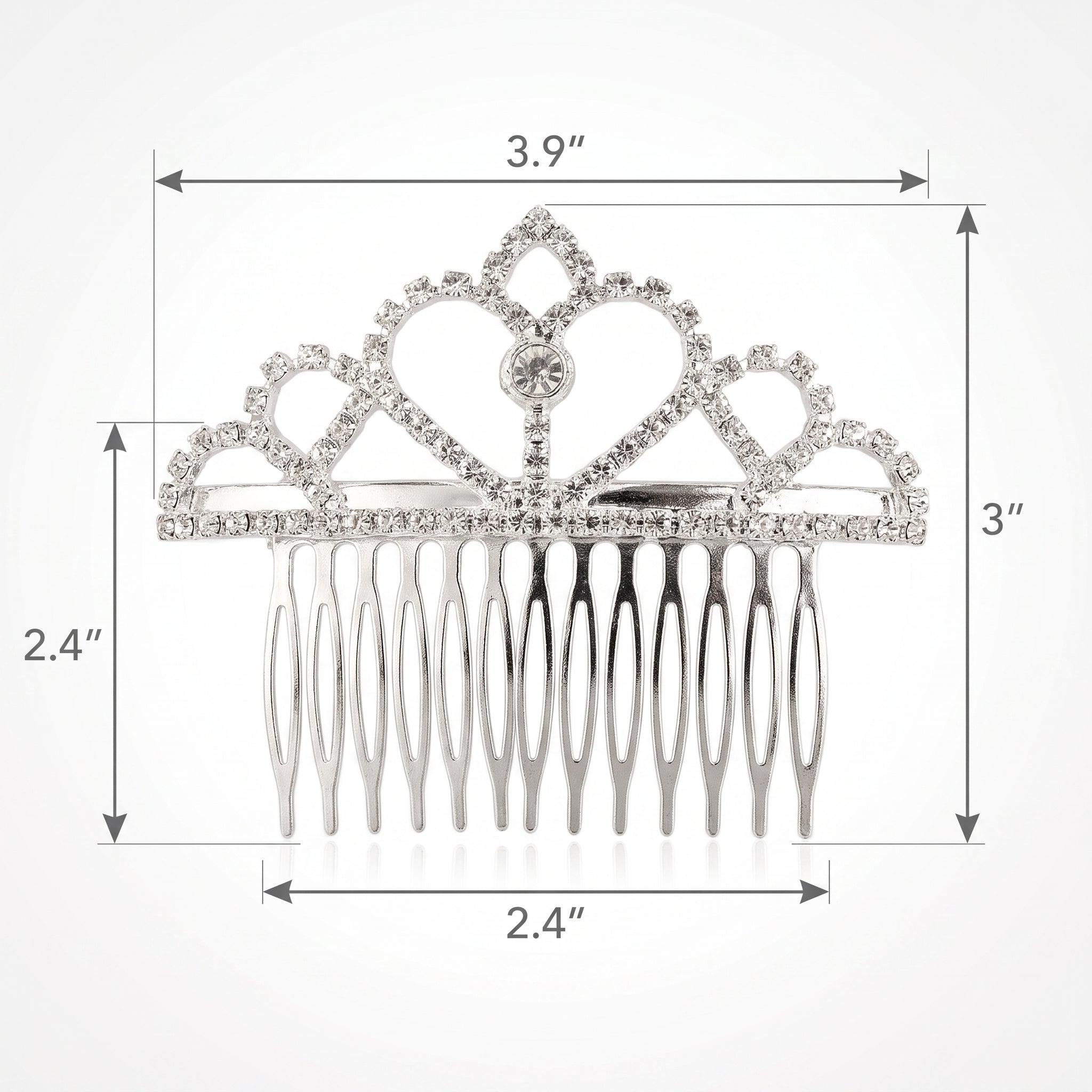 Metallic Silver Tiara Hair Combs - Pack of 6