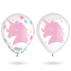 Enchanted Unicorn Confetti Latex Balloons, 12-Inch, 6-Pack