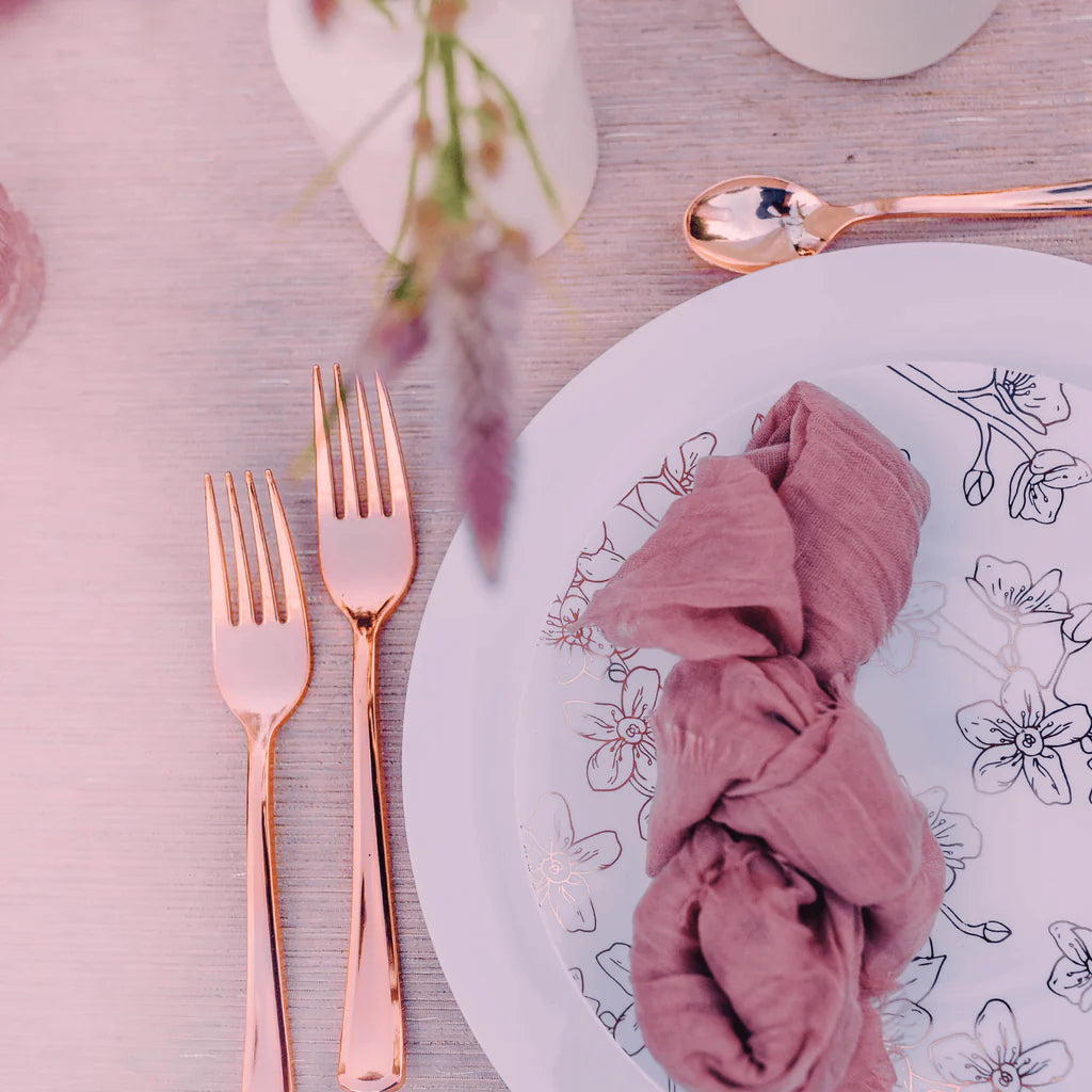 Exquisite Classic Rose Gold Plastic Forks | 120 Count