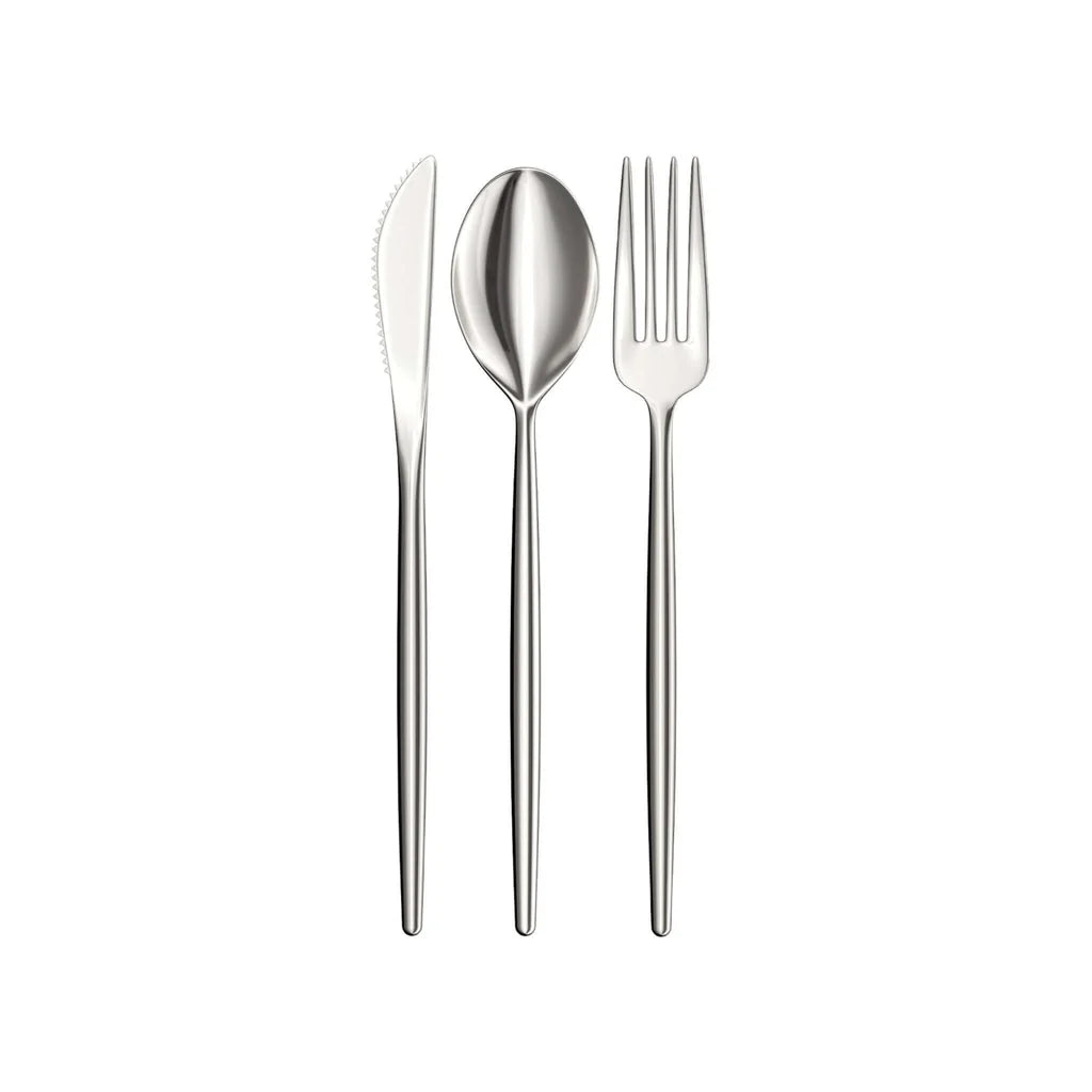 Trendables Gloss Silver Cutlery Combo | 120 Count