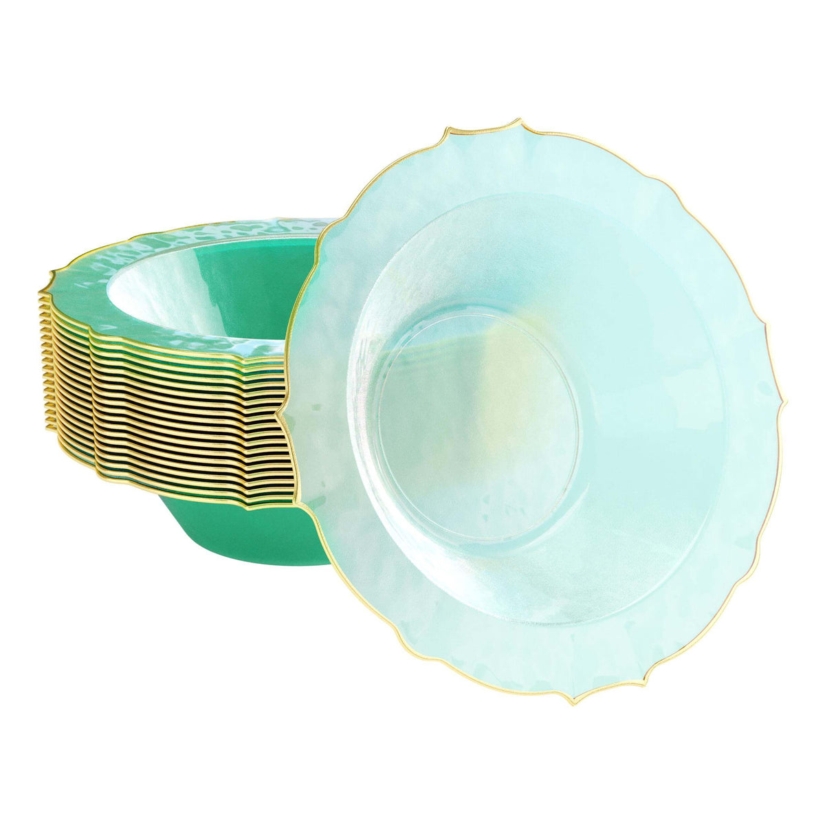 12 Oz. Mint/Gold Petal Bowls | 20 Count