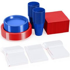 356 Piece Combo American Flag Themed Tableware Combo With Tablecloth