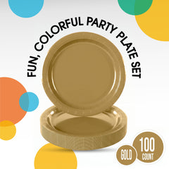 9 in. Gold Paper Plates | 100 Count