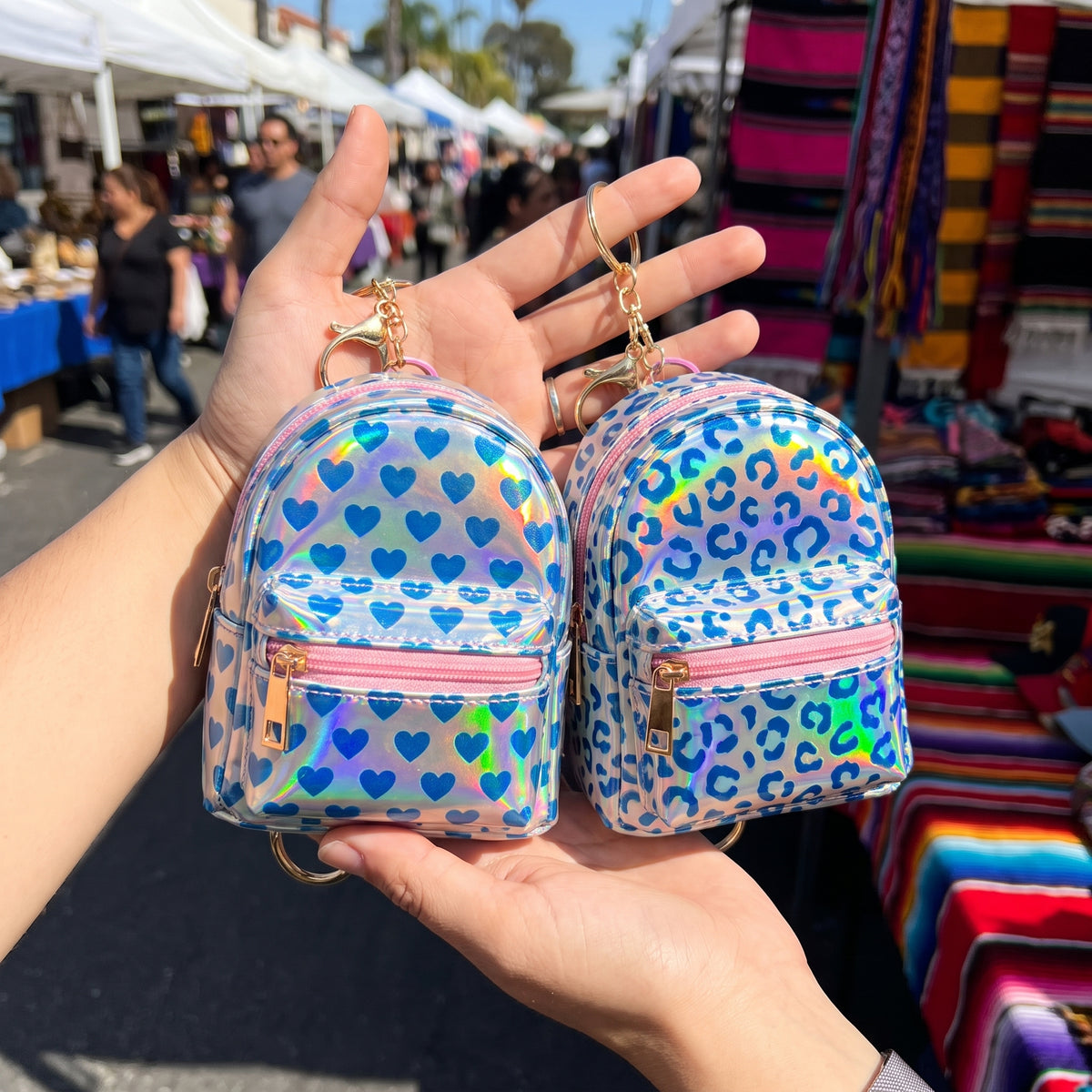Mini Iridescent Backpack Keychain - Assorted Designs