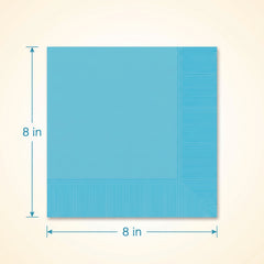 Caribbean Blue Dinner Napkins - 8 in. x 8 in. - Solid Color