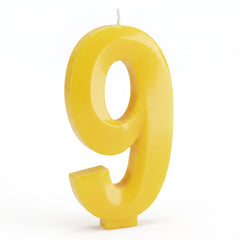 Cheerful Yellow Number 9 Birthday Candle
