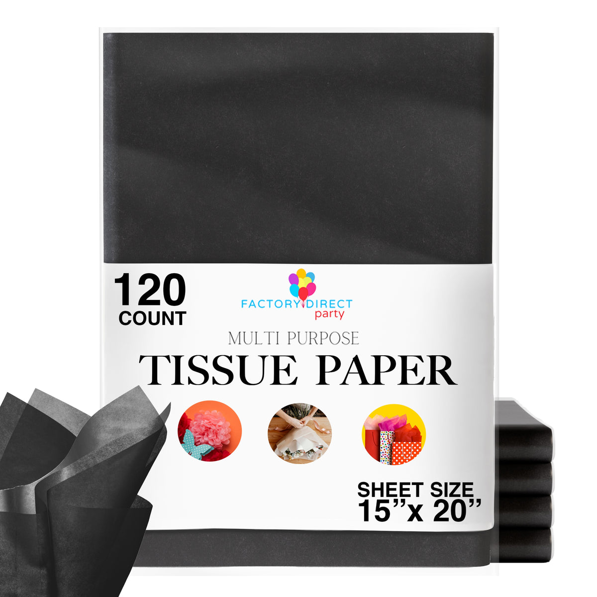 Black Tissue Paper 15 In. x 20 In. | 120 Sheets