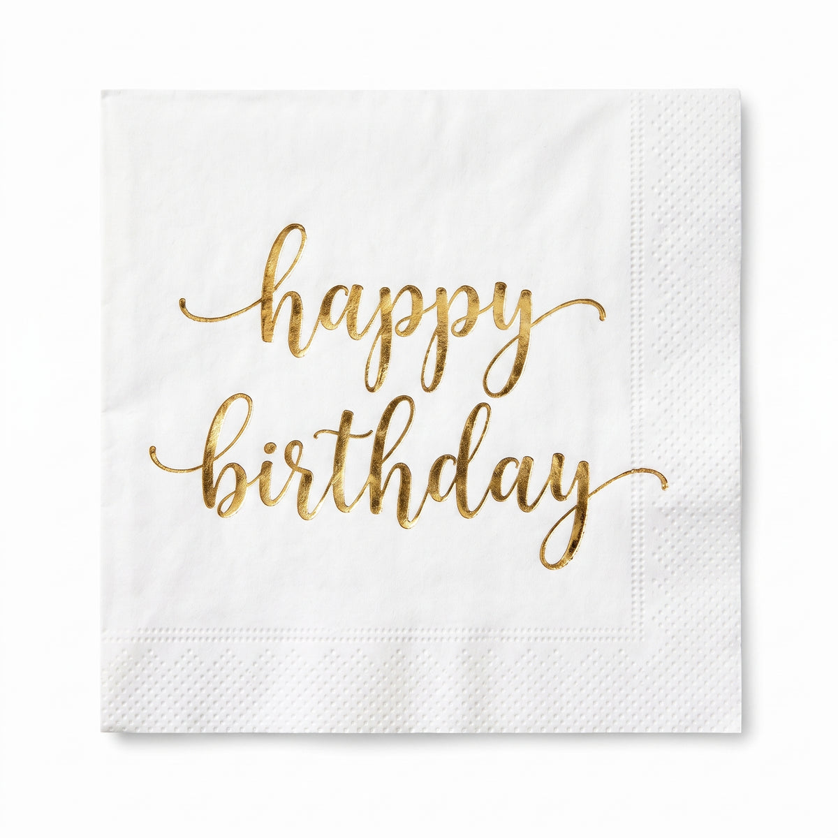 Golden Age "Happy Birthday" Gold Foil Beverage Napkins, 16-Pack - 5 In. X 5 In.