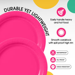 7 In. Hot Pink Paper Plates | 100 Count