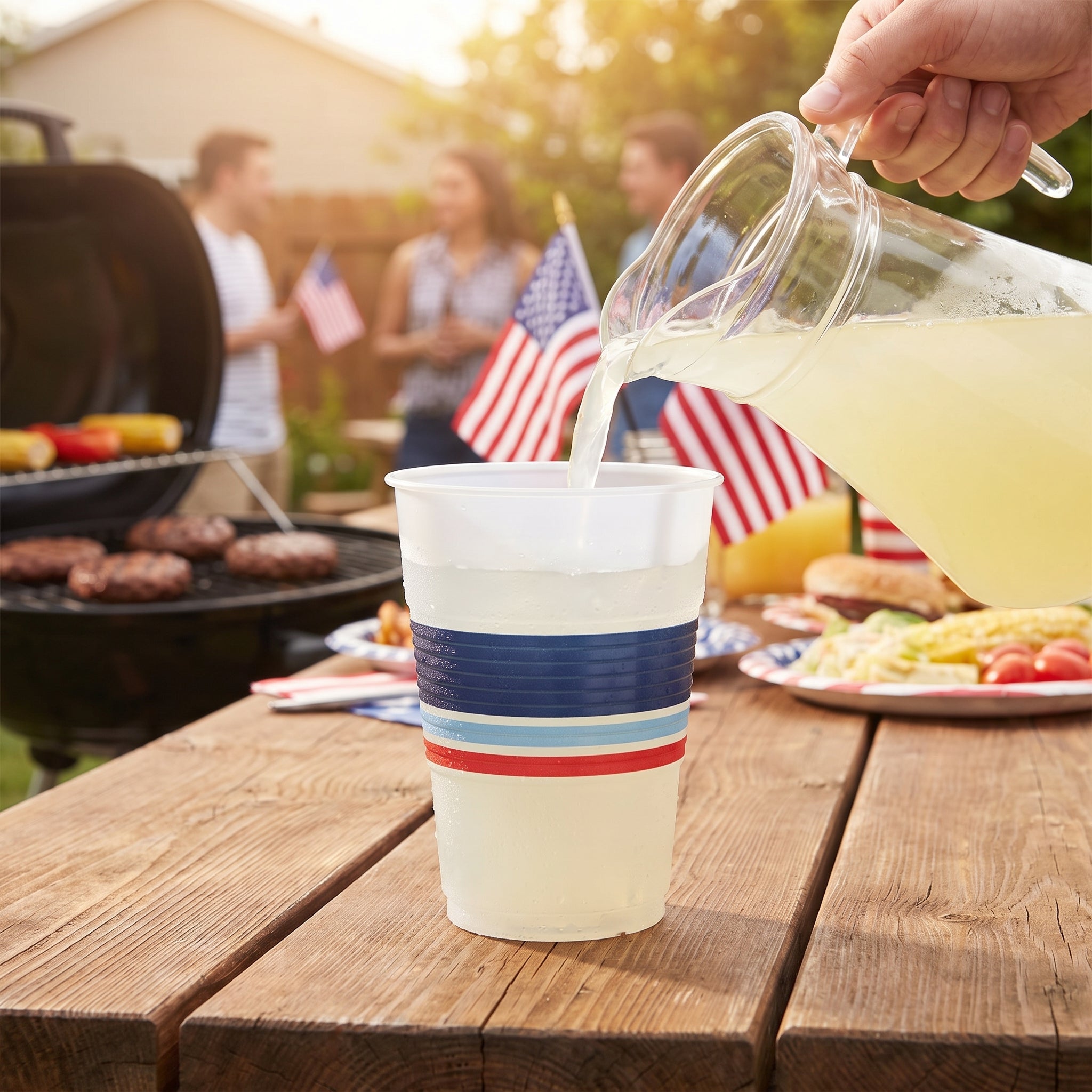 Americana Plaid Patriotic Plastic Cups 18oz, 25ct