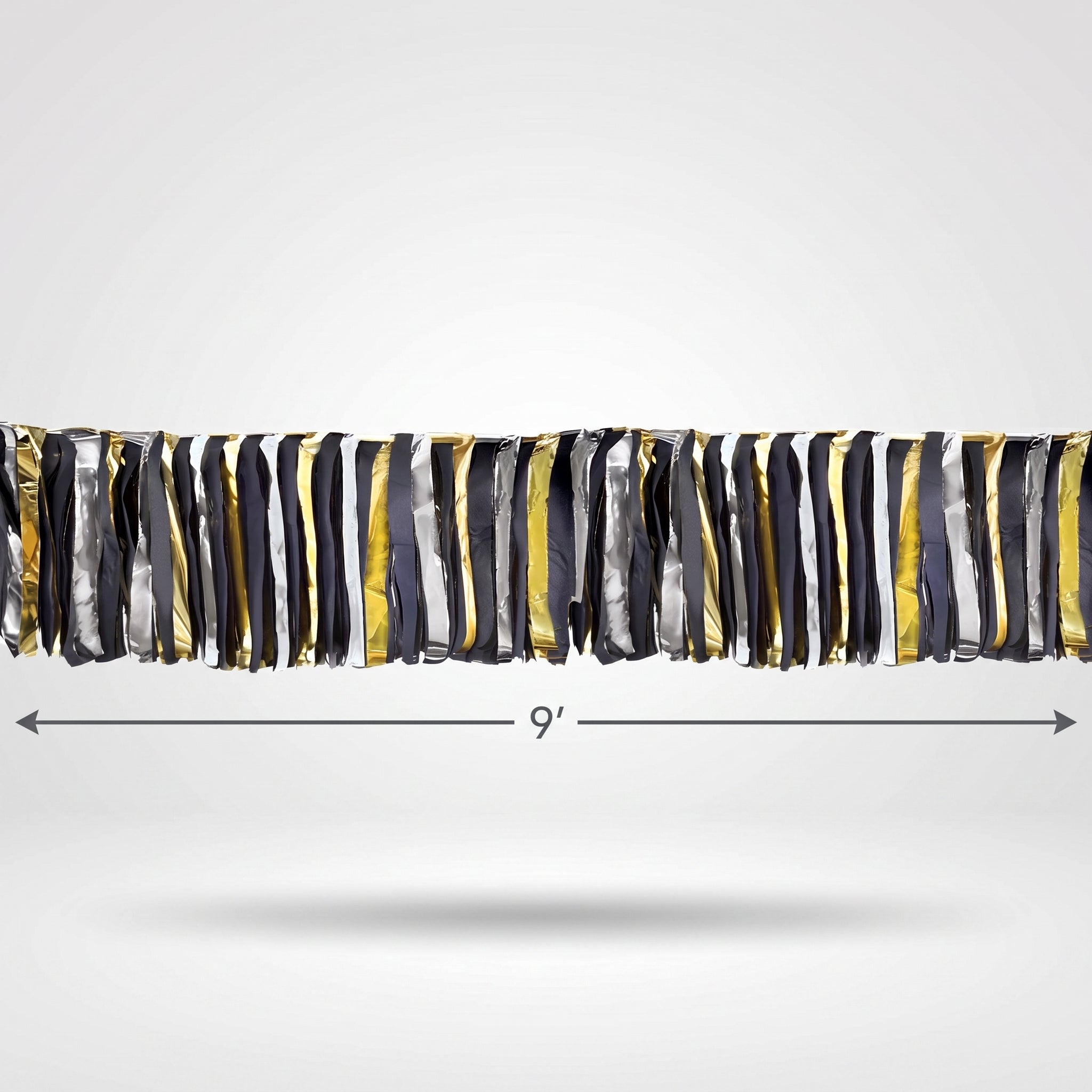 New Year's Oversized Fringe Garland - Black, Silver & Gold