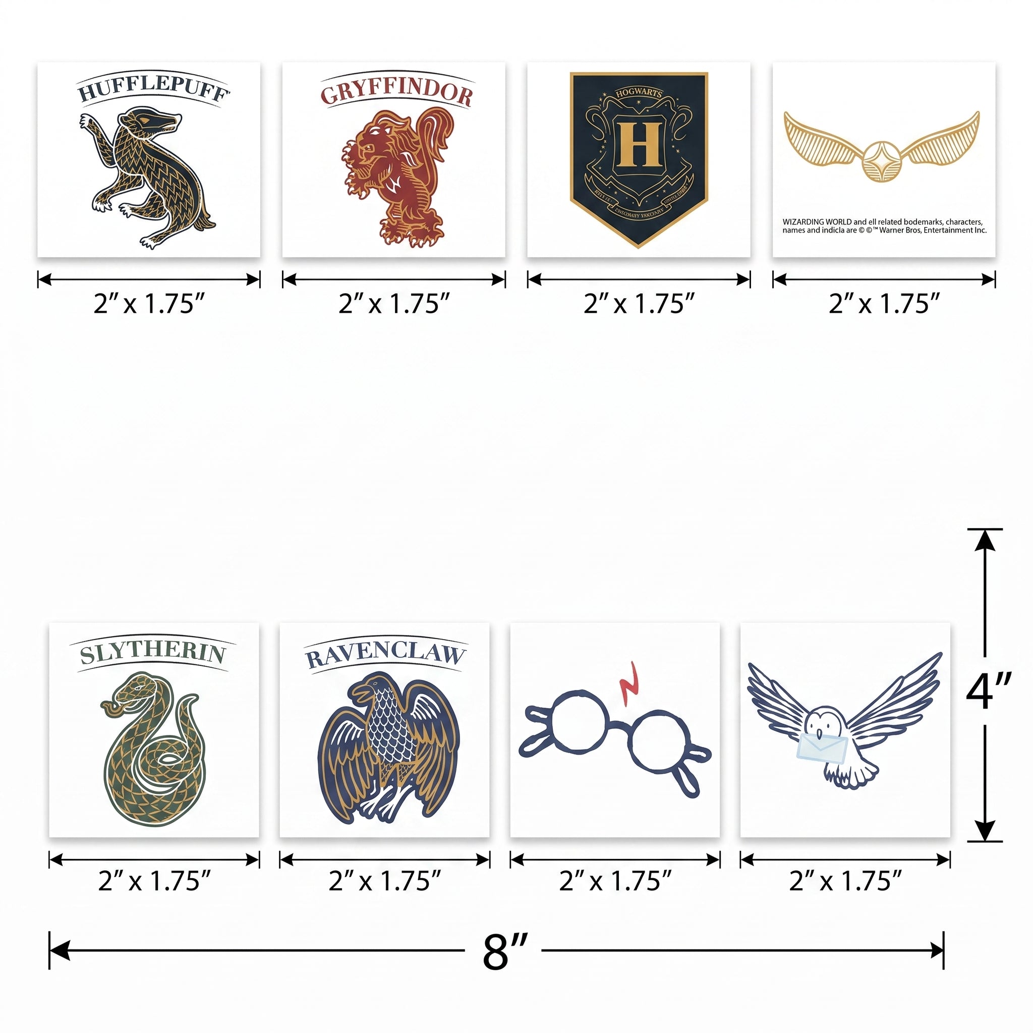 Harry Potter Hogwarts House Temporary Tattoos, 24-Pack