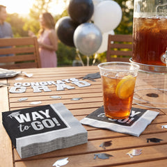 True to Your School Silver Graduation Beverage Napkins, 40-Pack - 5 In. X 5 In.