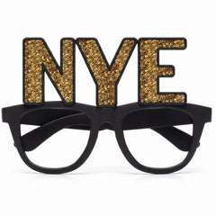 Gold Glitter "NYE" Glasses - Festive Eyewear for New Year's Eve