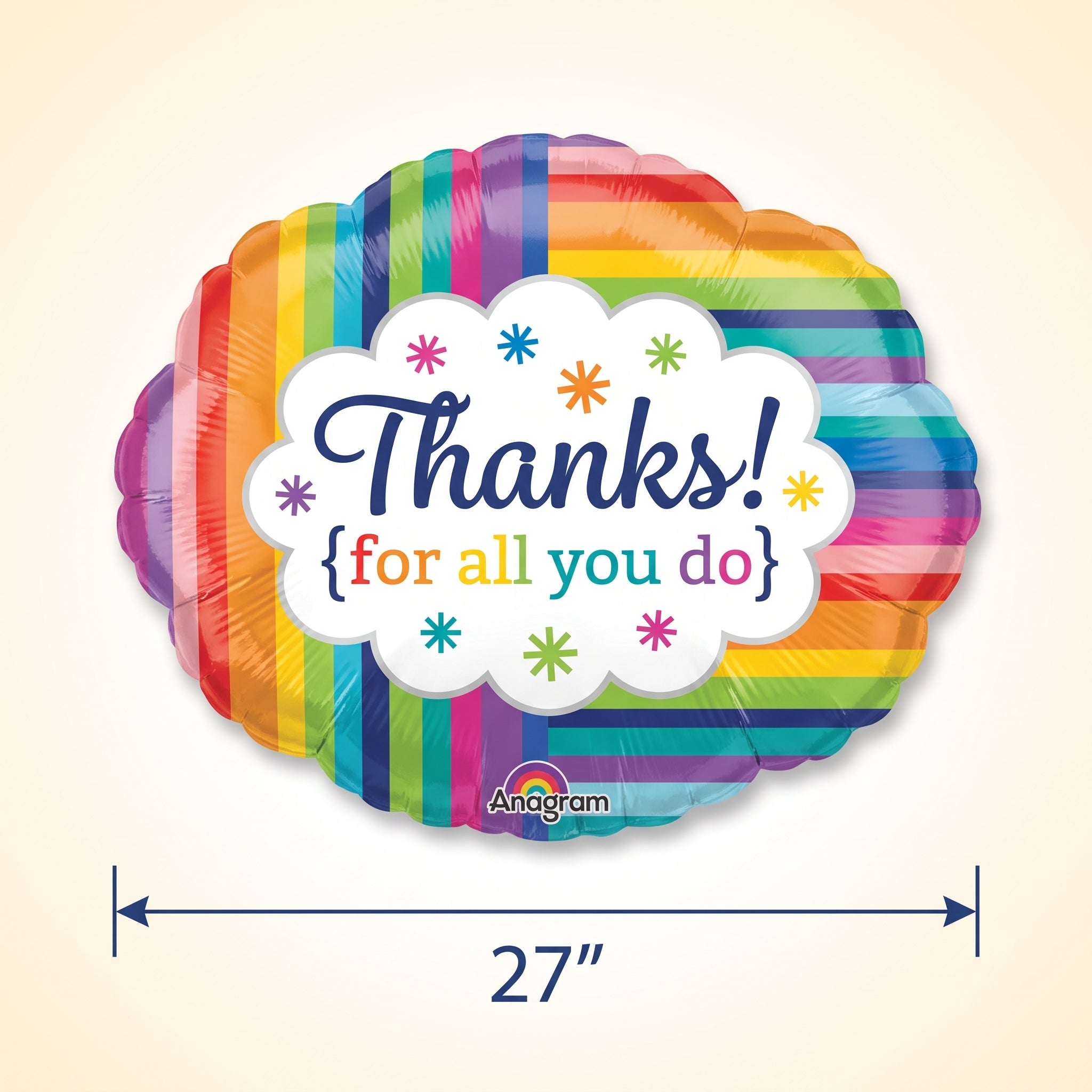 Colorful "Thanks for All You Do" Foil Balloon