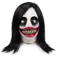 Jeff the Killer Halloween Mask with Hair - Full Head Latex Costume Accessory