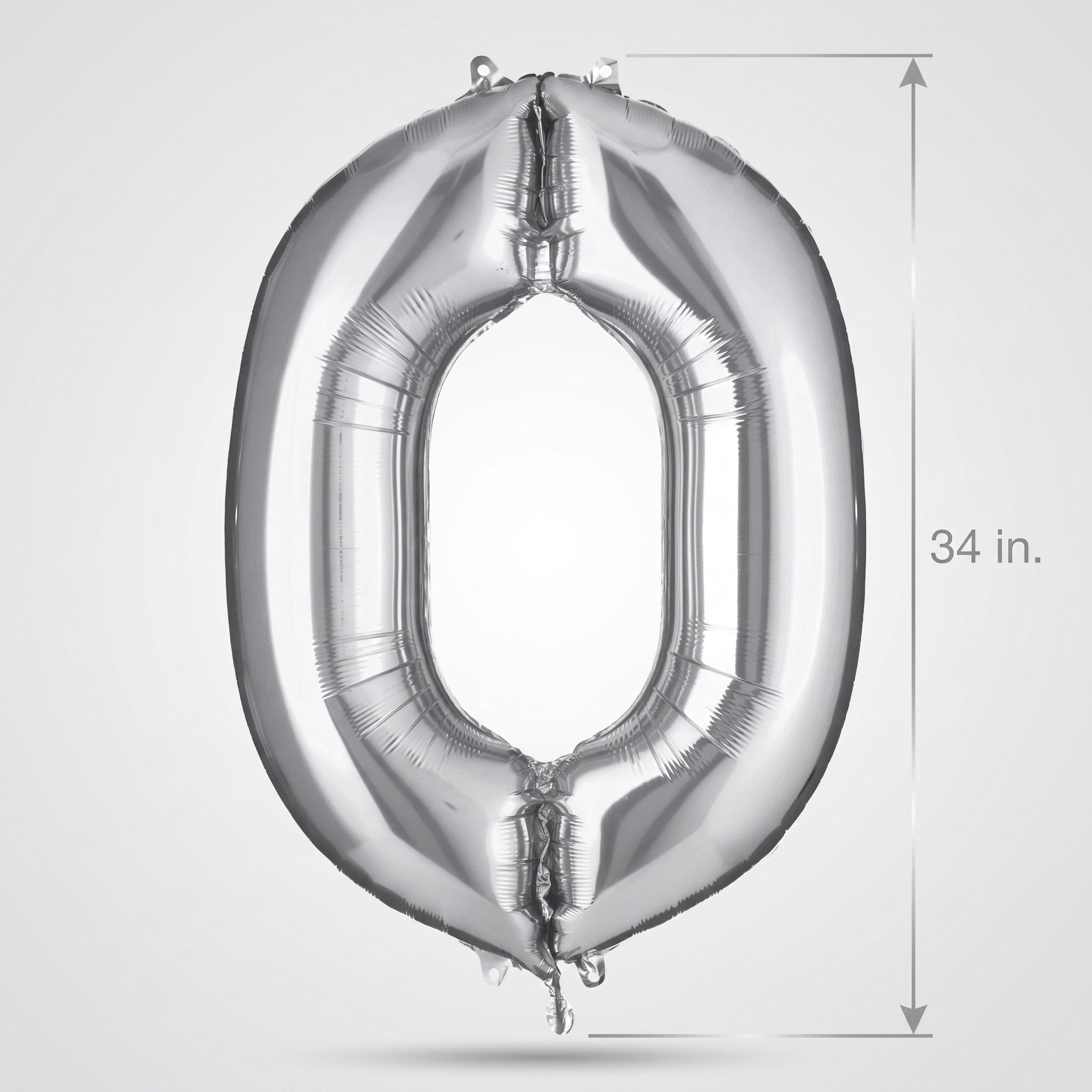 Silver Foil Number 0 Balloon