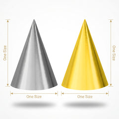 Gold & Silver Foil Party Cone Hats