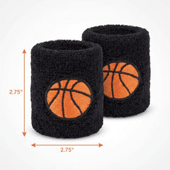 Basketball Sweat Bands - 2 Pack, Black and Orange
