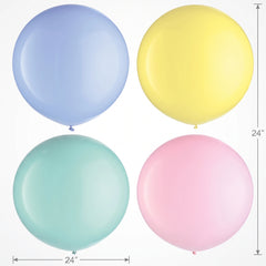 Pastel Assorted 24" Latex Balloons, 4-Pack