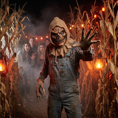 Men's Sinister Scarecrow Halloween Costume with Mask and Gloves - Adult One Size