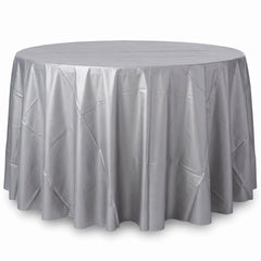 Elegant Silver Flannel Backed Round Table Cover - 84"