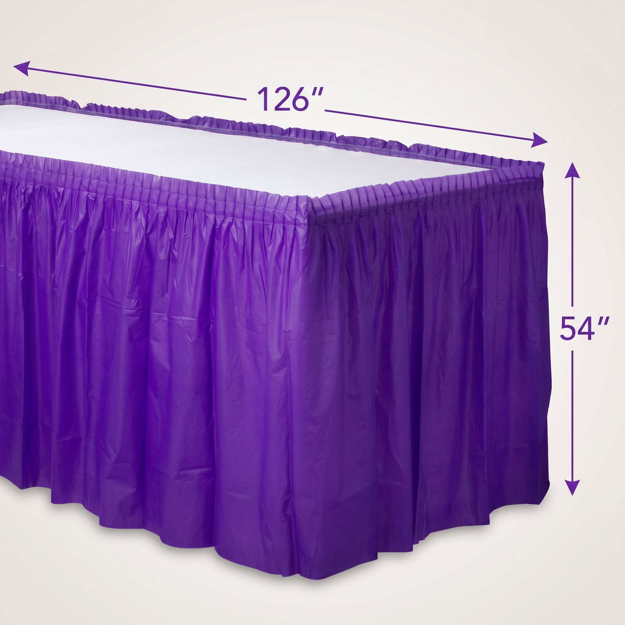 Elegant Purple Plastic Table Skirt - 54 in. x 126 in.