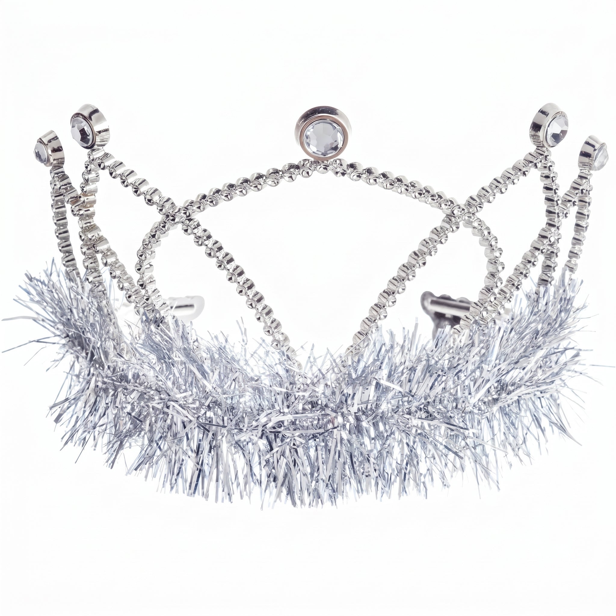 Silver Tinsel Trim Tiara