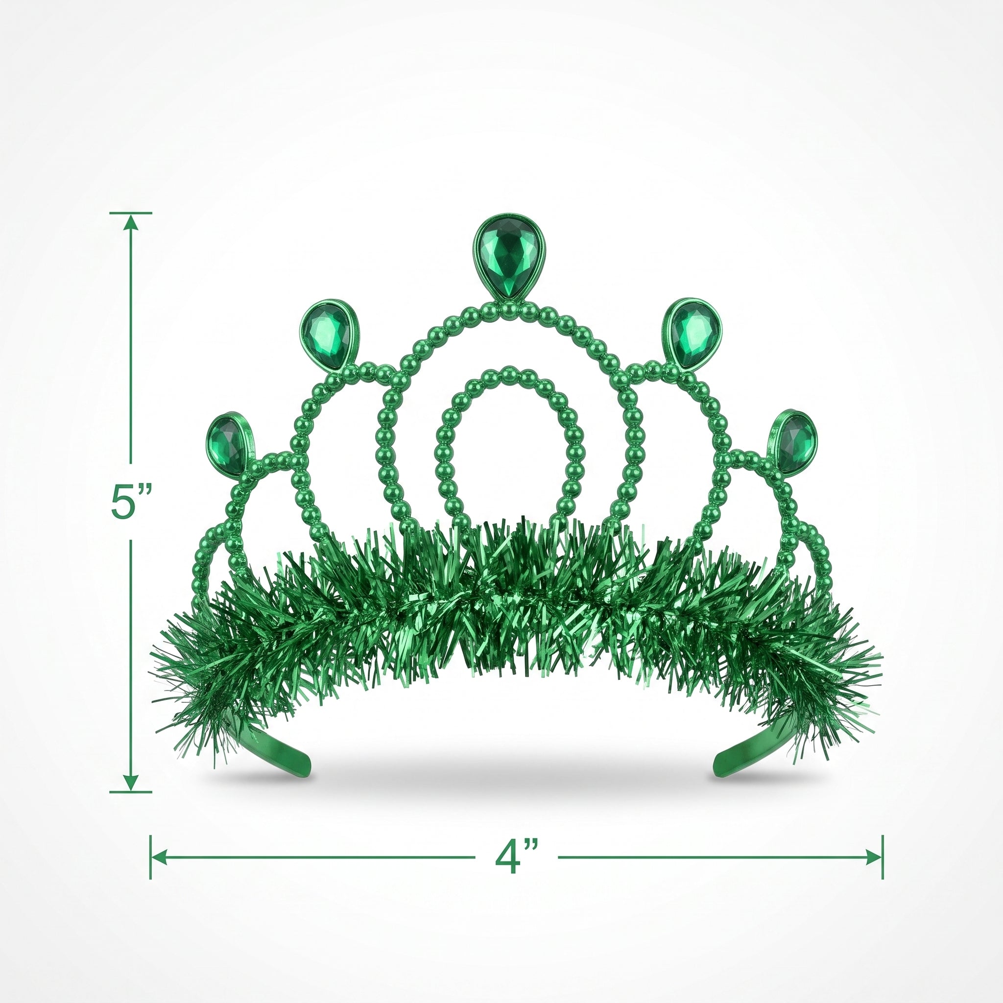 Festive Green Tinsel Trim Tiara