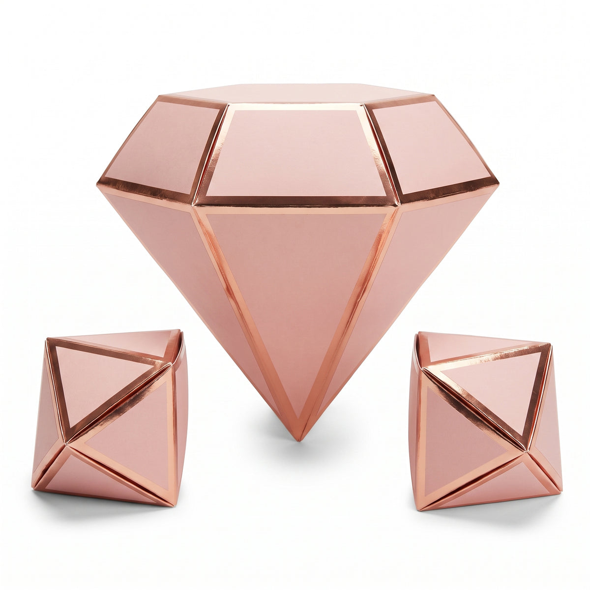 Blush Rose Gold Diamond Table Centerpiece Set, 3D Decorations for Weddings