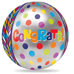16-Inch Geometric Congrats Orbz Balloon