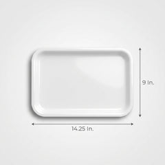 Elegant White Rectangle Plastic Serving Tray - 9" x 14.25"