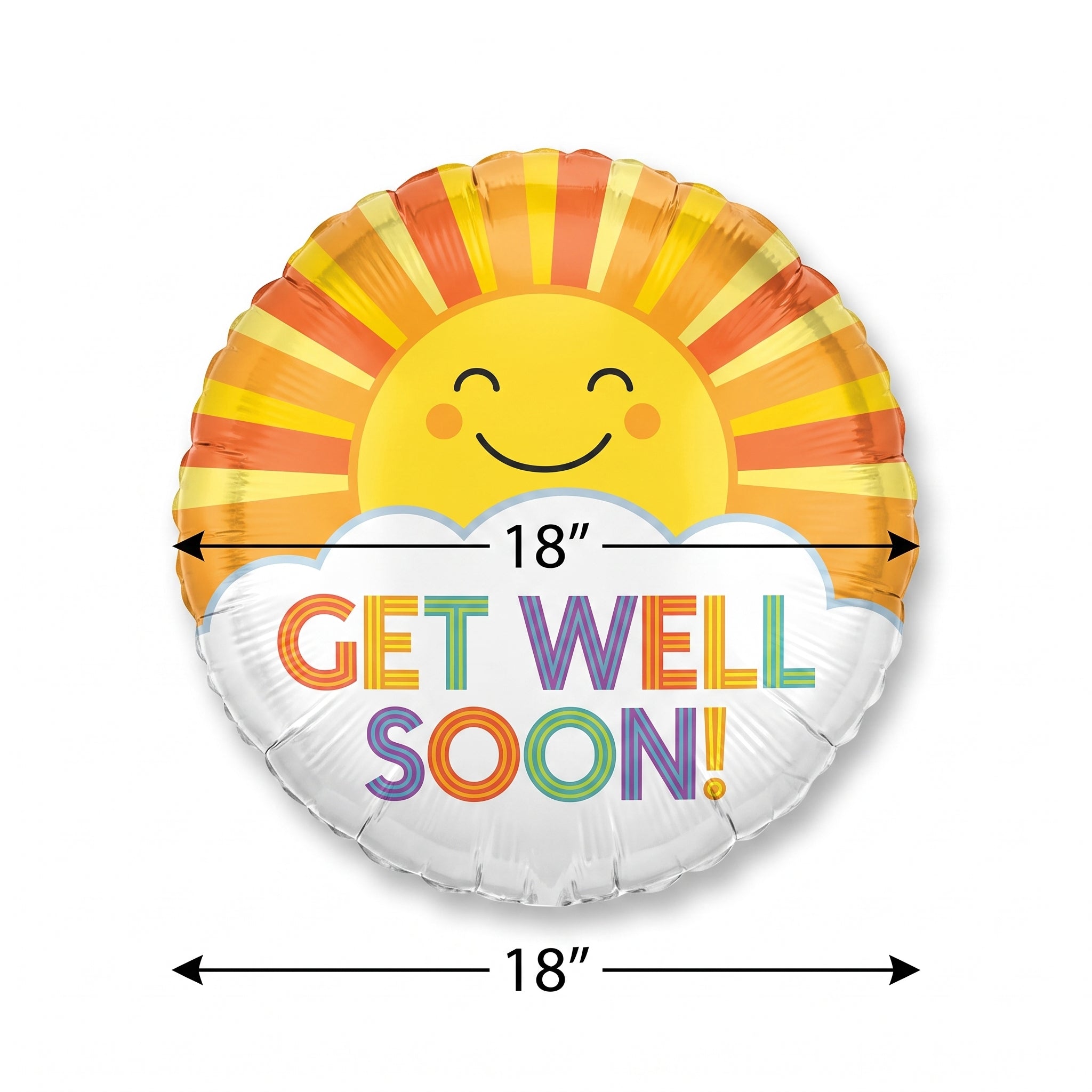 Get Well Soon Sunburst Foil Balloon - 17 Inch