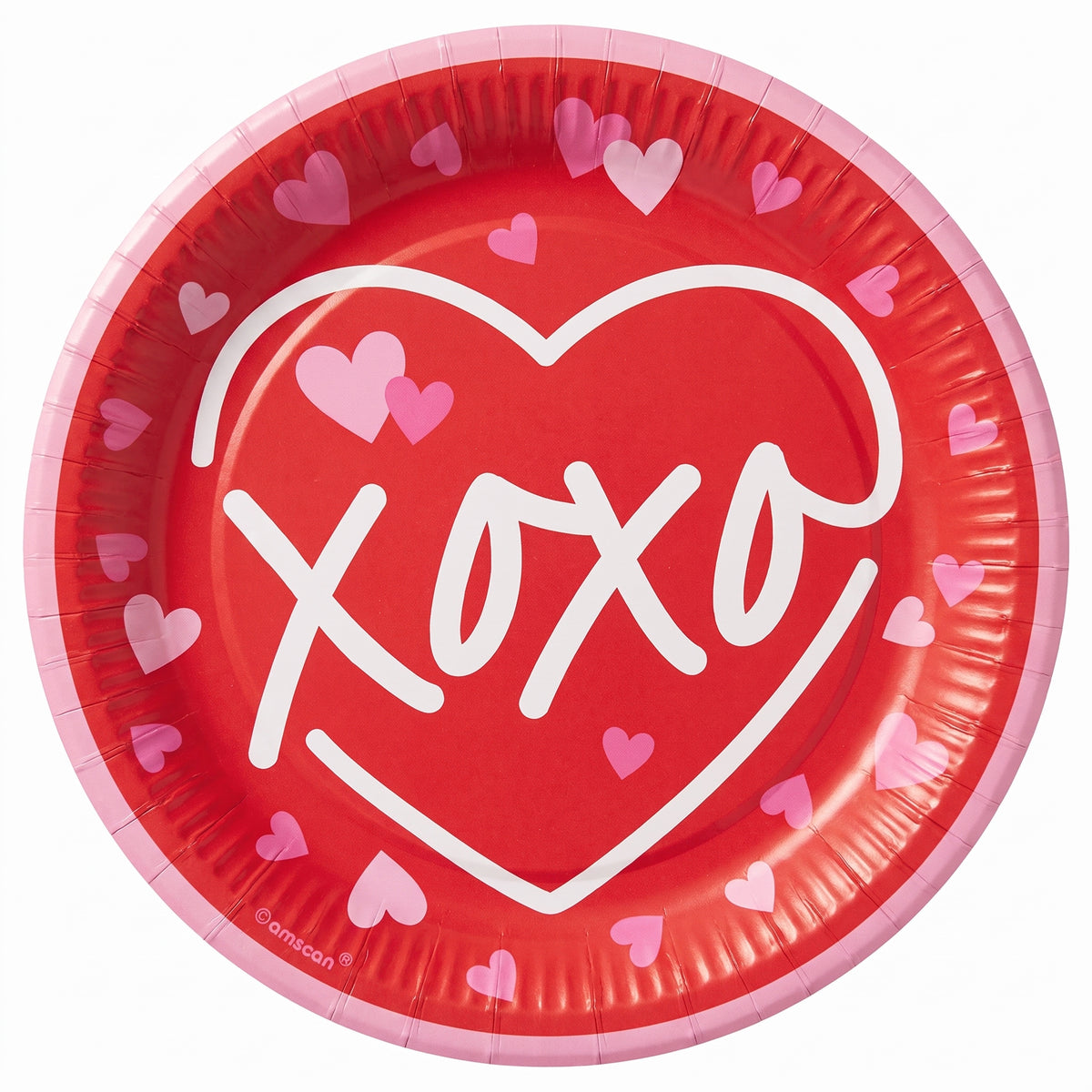 "XOXO" Valentine's Day 7" Round Paper Plates