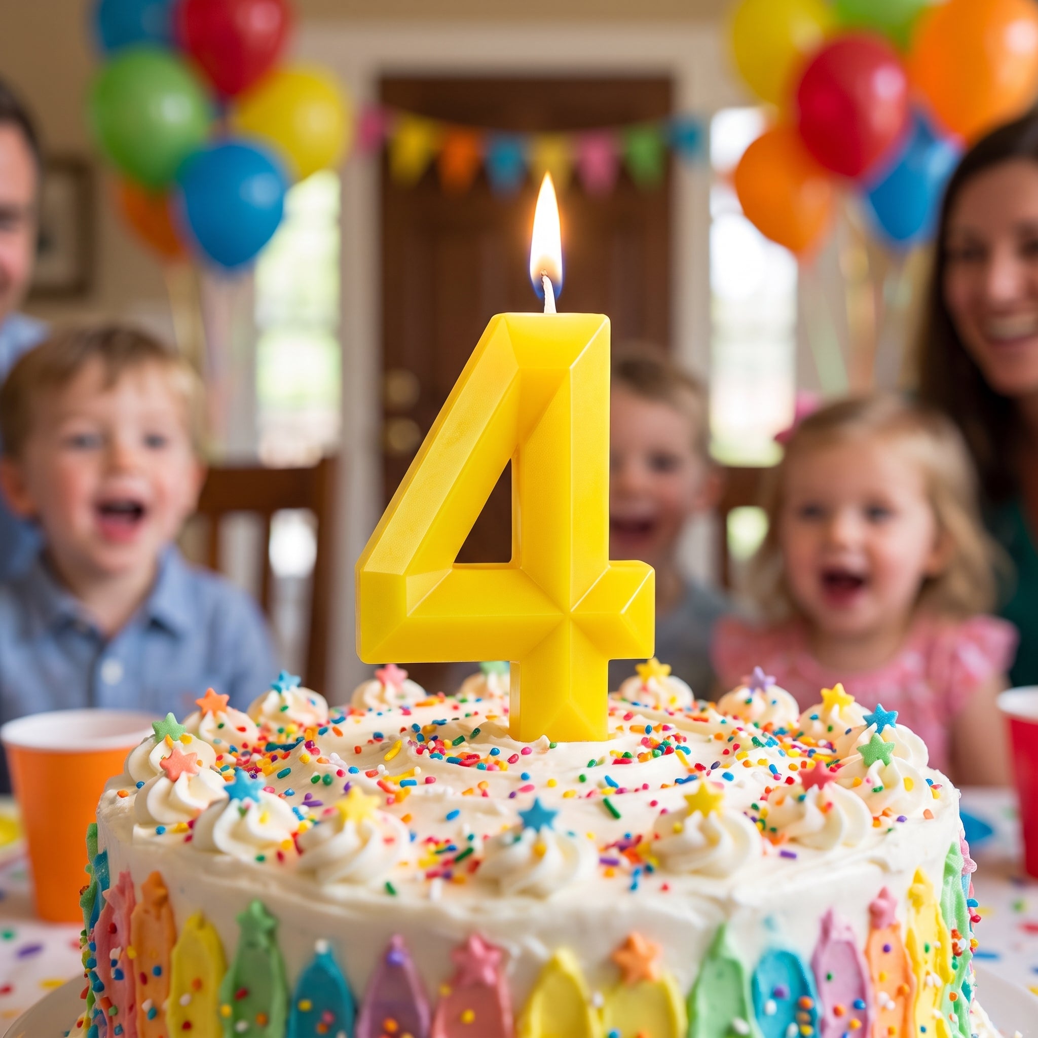 Bright Yellow Number 4 Birthday Candle, 5.25-Inch