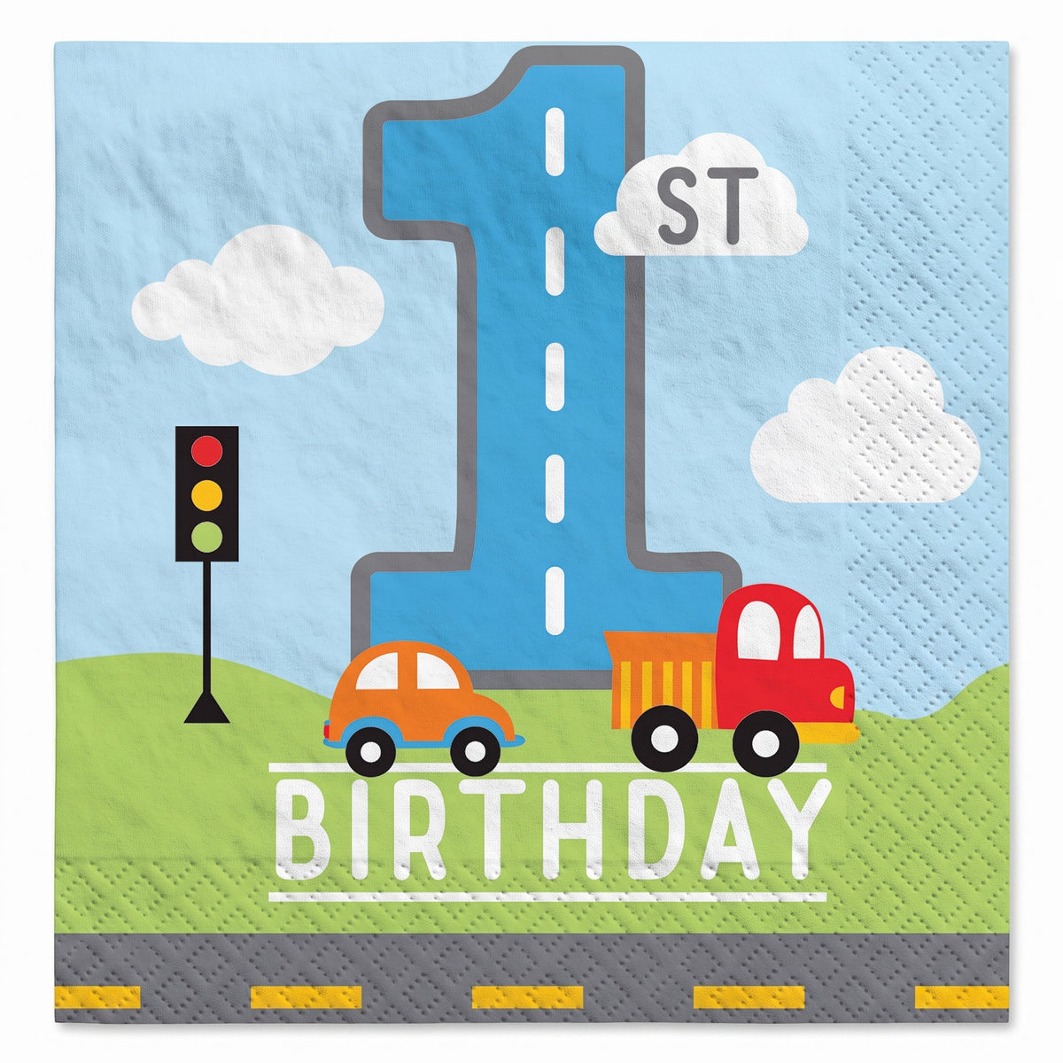 On the Road 1st Birthday Lunch Napkins - 6.5 In. x 6.5 In.