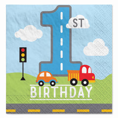 On the Road 1st Birthday Lunch Napkins - 6.5 In. x 6.5 In.