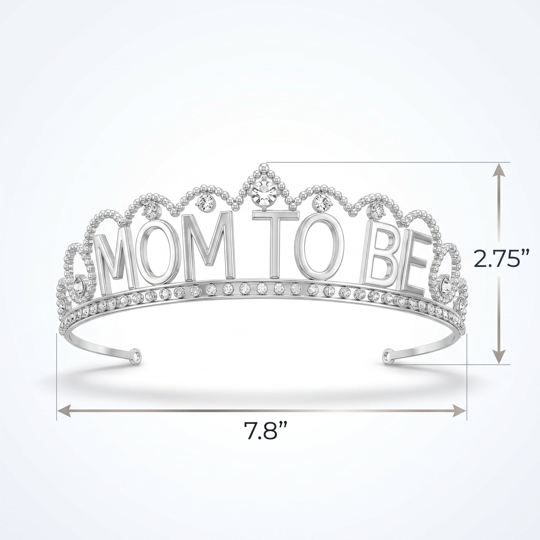 "Mom To Be" Silver Tiara with Sparkling Gems for Baby Shower
