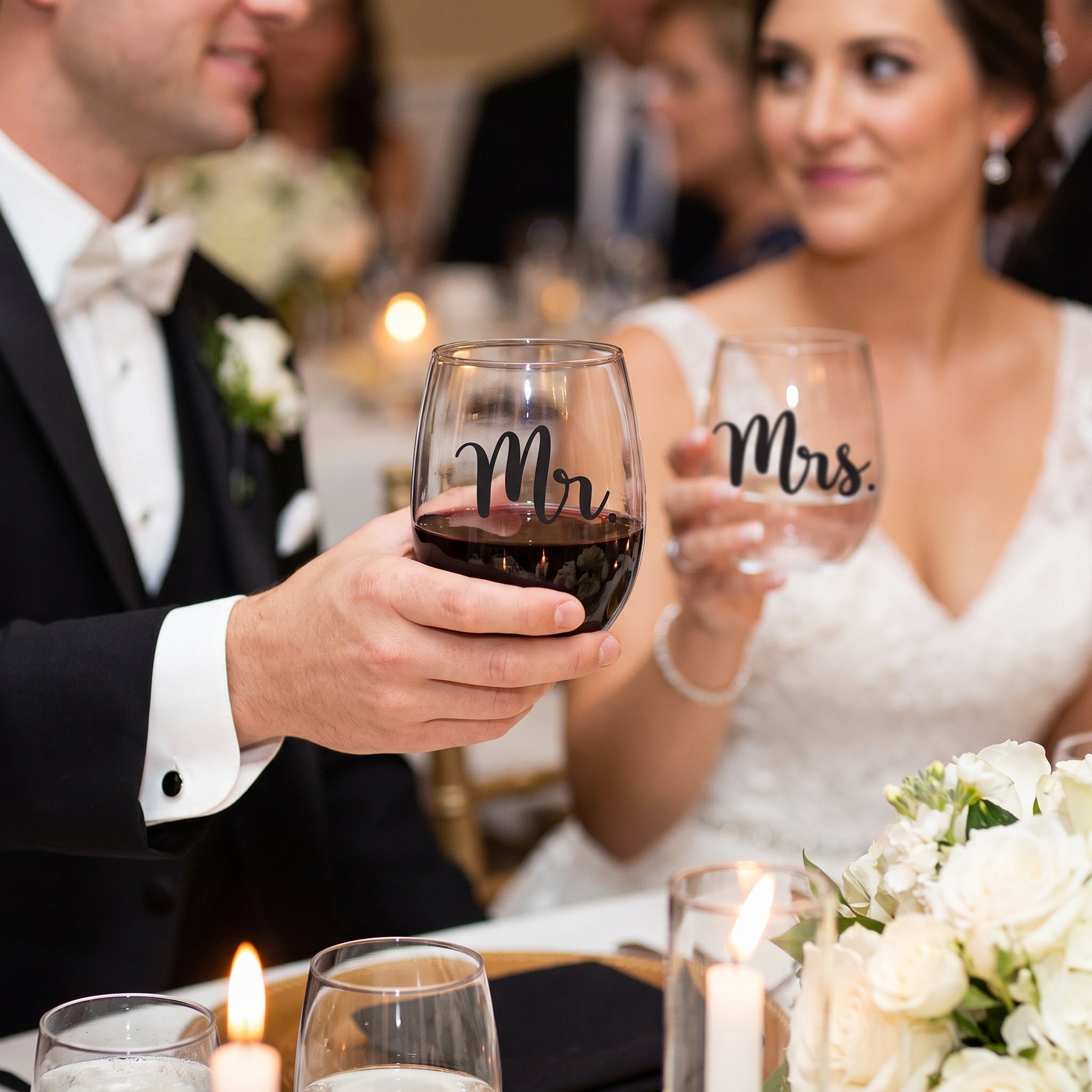 "Mr." Stemless Wine Glass - 17.9 oz Wedding Drinkware