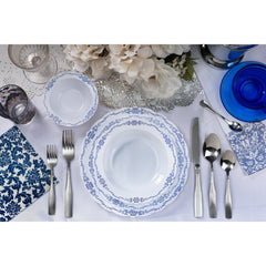 7.5 In. White/Navy Victorian Design Plastic Plates | 120 Count