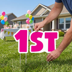 Pink "ST" Birthday Yard Sign