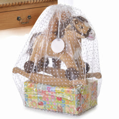 Clear Reusable Gift Sack with White Polka Dots - 44 x 36 Inch