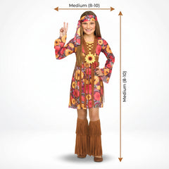 Flower Power Hippie Costume for Girls - Child M (8-10)