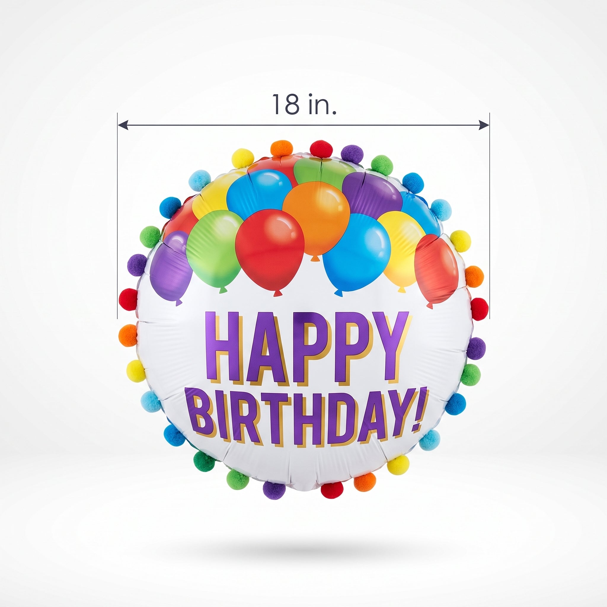 Deluxe Pom Pom Happy Birthday Foil Balloon