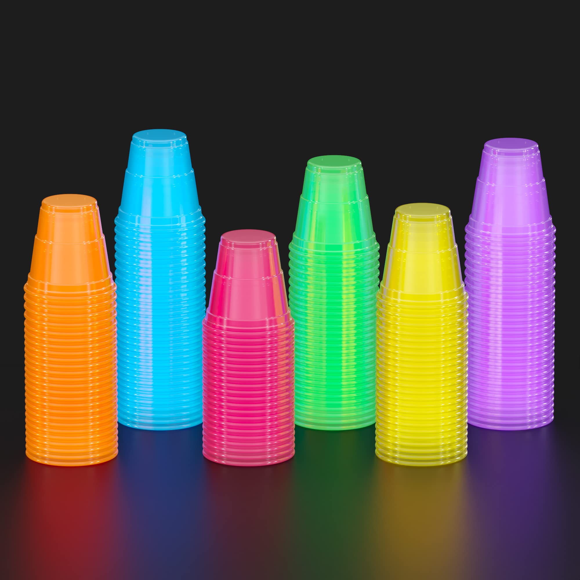 2 Oz. Neon Assorted Color Plastic Cups | 240 Count