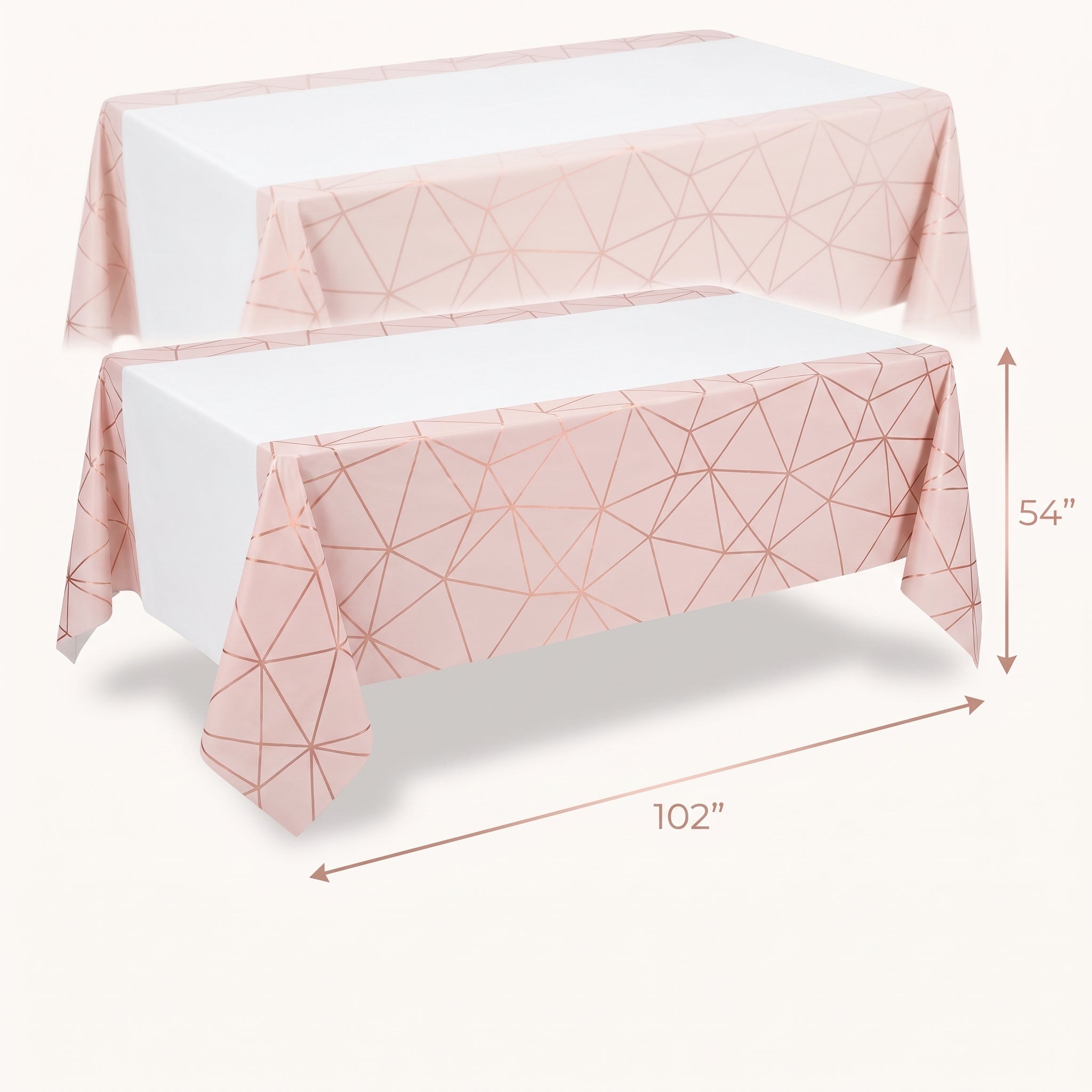 Elegant Blush and Rose Gold Geometric Plastic Table Cover