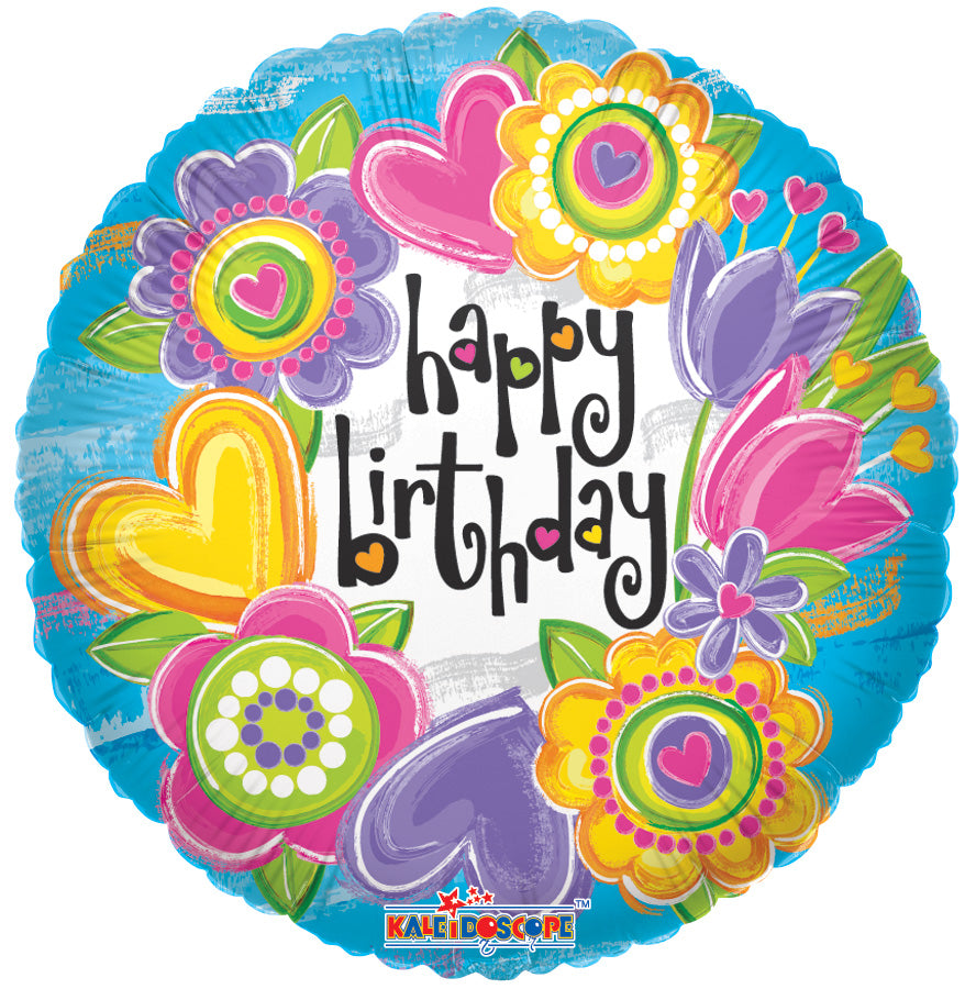 Sl Birthday Water Color Flowers Balloon